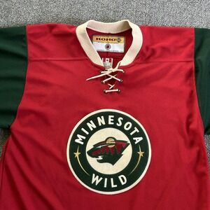 Minnesota Wild Jersey Mens Large NHL Hockey Lace Up Polyester Vintage Retro 90s